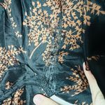 Rebecca Taylor  Women's Black Brown Arden Fern Print Silk Midi Dress Size Medium Photo 10