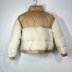 Abercrombie & Fitch A&F Ultra Collection Sherpa Puffer Coat Bomber Jacket Puffy Womens XL Cream Cozy Photo 3