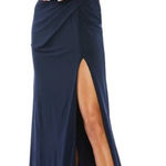 Mac Duggal One-Shoulder Draped Jersey Sheath Gown Navy Size 6 NEW Photo 0