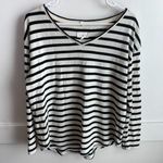 Lou & grey  White & Black Striped V-Neck Long Sleeve Shirt Photo 0