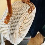 Anthropologie Rattan Circle Crossbody Bag, White/Cream/Brown, Classic Chic Photo 6