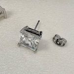 8mm CZ Stud Earrings for Men Women,Streetwear Punk Hip Hop Unisex Style Silver Photo 4