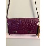 Patricia Nash  Monta Leather Crossbody Clutch Plum Small Size Purse Tooled Photo 5