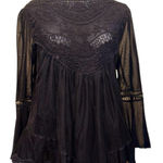 Andree by Unit Black Lace Sheer crochet embroidered‎ Blouse size M Photo 0