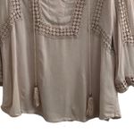 Kut From The Kloth 🔵 SALE 3/$25  BOHO BEIGE TASSEL RAYON TUNIC BLOUSE TOP M Photo 4