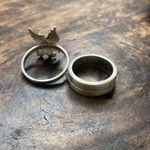 Sterling silver stack of 2 rings with an Eagle Photo 4