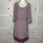 Merona  Red & Blue Belted Shift Dress Size Small Photo 5