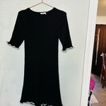 See By Chloe Women's Black Sweater Wool Ruffle Tie Back Mini Dress Size Medium Photo 2