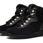 Cole Haan Winter Fur Boots Size 7B Womens Waterproof Black Lugged Sole Photo 0