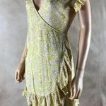 Billabong Yellow Floral Ruffled Wrap Dress SMALL Photo 5