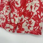Loft  Red Floral Pencil Skirt Above Knee Boho Buttons Back Slit Beige Size 10 Photo 7