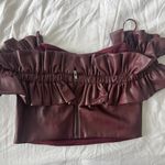 DO+BE Off The Shoulder Ruffle Leather Top  Photo 1