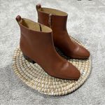 Talbots Dakota Ankle Boots Leather Block Heels Almond Toe Classic in Brown 9 Photo 2