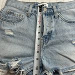 Pistola Women's Frayed Hem Jean Shorts - Light Blue, Distressed Shorts, Button Photo 9