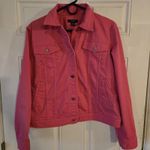 CHAPS Denim Hot Pink Jean Jacket Womens Large Stretch Cotton Trucker Jacket Y2K Photo 0