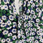 Olivaceous Linen Floral Blue Green Tie Front Mini Dress Size Medium Photo 4