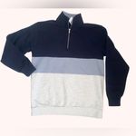 Brandy Melville NWT  Gray & Blue Quarter Zip Sweater Cotton Blend Woman's Medium Photo 2