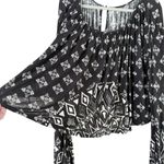 Free People Linen Blend Dazed Swing Crop Top Black White Geo Print, Size Large Photo 7
