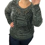 Olive & Oak SMALL Marled Varied Texture Loose Open Knit Panel Crew Neck Sweater Photo 1