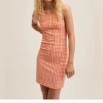 Mango NWT NNG Vichy Check Dress Gingham Orange Stretch Photo 5