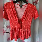 Primark Red Polka Dot Peplum Short Sleeve Shirt Size XS Photo 0