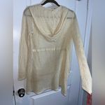 Cyrus  Sz L Beiege Hooded Openwork Mesh Crochet Pockets Loose Oversized Cardigan Photo 4