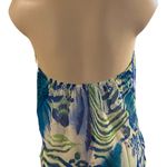 Olivaceous NWOT  Cami Tank Top MEDIUM Abstract Blue Green V-Neck Halter Casual Photo 2