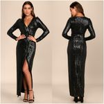 Lulus LULU’S Love Lasts Forever Black Sequin Long Sleeve Maxi Dress Photo 1