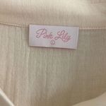 Pink Lily  KEEP SHINING CREAM CROCHET SLEEVE GAUZE SZ LARGE SHACKET Photo 4