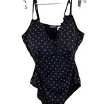 TAILLISSIME Womens Grey Purple Polka Dot V Neck One Piece Swimsuit 22W Gray Photo 1