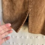 La‎ Vee Vintage 100% Leather Braided Detail Zip Up Vest Sz L Camel Brown Size L Photo 3
