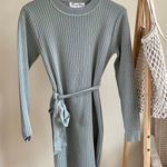 Verge Girl Ribbed Tie Waist Sweater Dress in Sage Photo 0