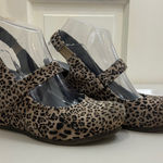 Anthropologie OTBT Sz 8 Mary Jane Suede Malibu Brookline Shoes Leopard Wedge Brown Photo 0