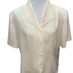 Ship N’ Shore 1970’s NWOT Pale Yellow Button Down Embroidered Short Sleeve RARE Size 16 Photo 0