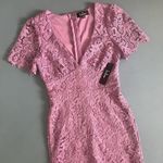 Lulus NWT Sweetie Lavender Purple Floral Lace Short Sleeve Mini Dress Photo 5