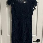 Romeo + Juliet Couture Navy Blue Floral Overlay Dress Size Large (Fits More Like a Medium) Photo 0