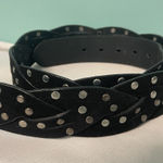 Premium Double Row Grommet Belt 2 Hole Faux Leather Biker Punk Goth 43" Black Photo 0