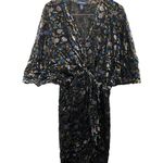 Modcloth Dramatic Depths Velvet Dress LARGE Floral Burnout Black Faux Wrap Chic Photo 1