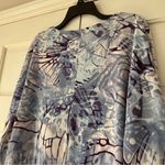 Chico's  Size 2 Blue Purple Knit 3/4 Sleeve Boxy Abstract Blouse Chico Size Large Photo 5