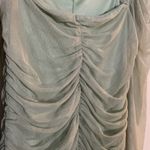 Missguided  Petite ruched mesh mini dress with long sleeve in sage Photo 7