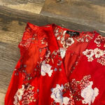 Lulus NWT  Blossom Type of Way Midi Dress Wrap Red Floral Medium High Low Photo 2