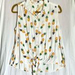 Japna  | Pineapple Print Sleeveless Tie Front Top Sz L Photo 0