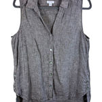 J. Jill Love Linen Beige 100% Linen Sleeveless Collared Button Up Blouse Size M Brown Size M Photo 0