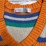 Free People Beach Marsha Striped Sweater Vest Sz XL Cropped Green Coastal Boho Photo 8