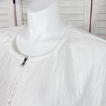 Anthropologie Maeve Beach Parachute Bomber Jacket White XL Scrunch Tie Zip Front Photo 6