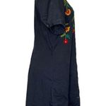 Eshakti  Custom Dress Black Floral Embellished Cotton Shift Shirtdress Photo 2