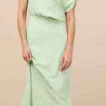 Lulus Casual Enchantment Mint Green Linen Off-the-Shoulder Midi Dress Photo 0