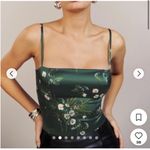 Reformation Anthropologie  Silk Overland Floral Emerald Top Size 12 NWT Photo 3