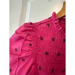 Ulla Johnson Pink Aurele Smocked Silk Blend Puff Sleeve Mini Dress Size 0 Photo 7