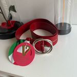 Valentina women’s Scarlet genuine Leather Belt with Metallic Buckle Red Photo 4